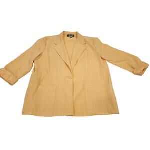 Vntage Sag Harbor Petite Blazer Jacket Womens 12P Yellow Button Front Pockets